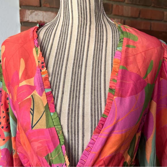 FARM Rio Sweet Forest Long Sleeve Floral Mini Dress Sz M - Picture 4 of 8